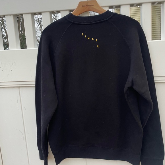NEW Clare V. Sweatshirt in Black w/ Marigold Embroidered Le Weekend Size Medium - Picture 7 of 8